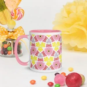 Taza jardín de flores de porcelana con color interior