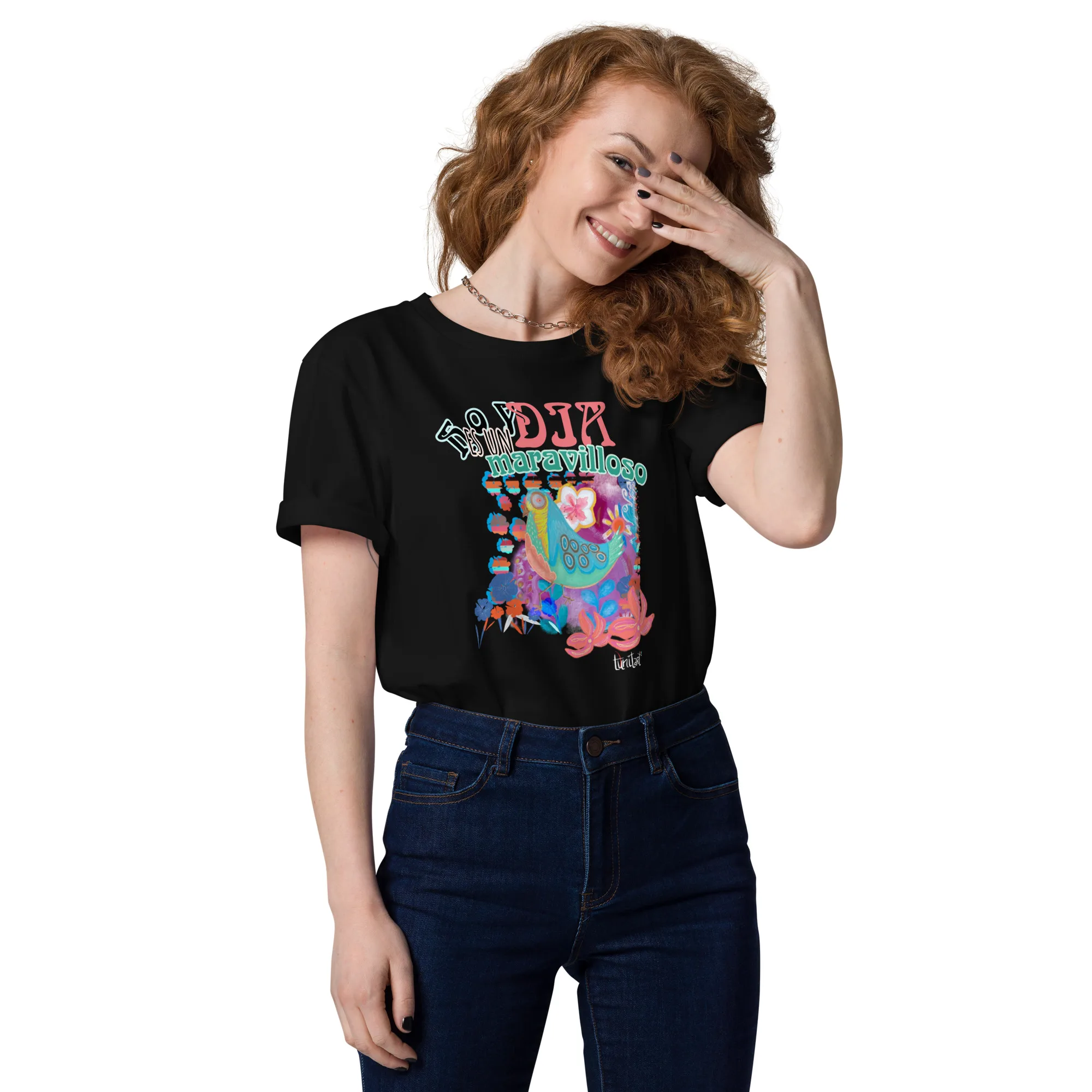 Camiseta de algodón orgánico unisex Día maravilloso - Imagen 3