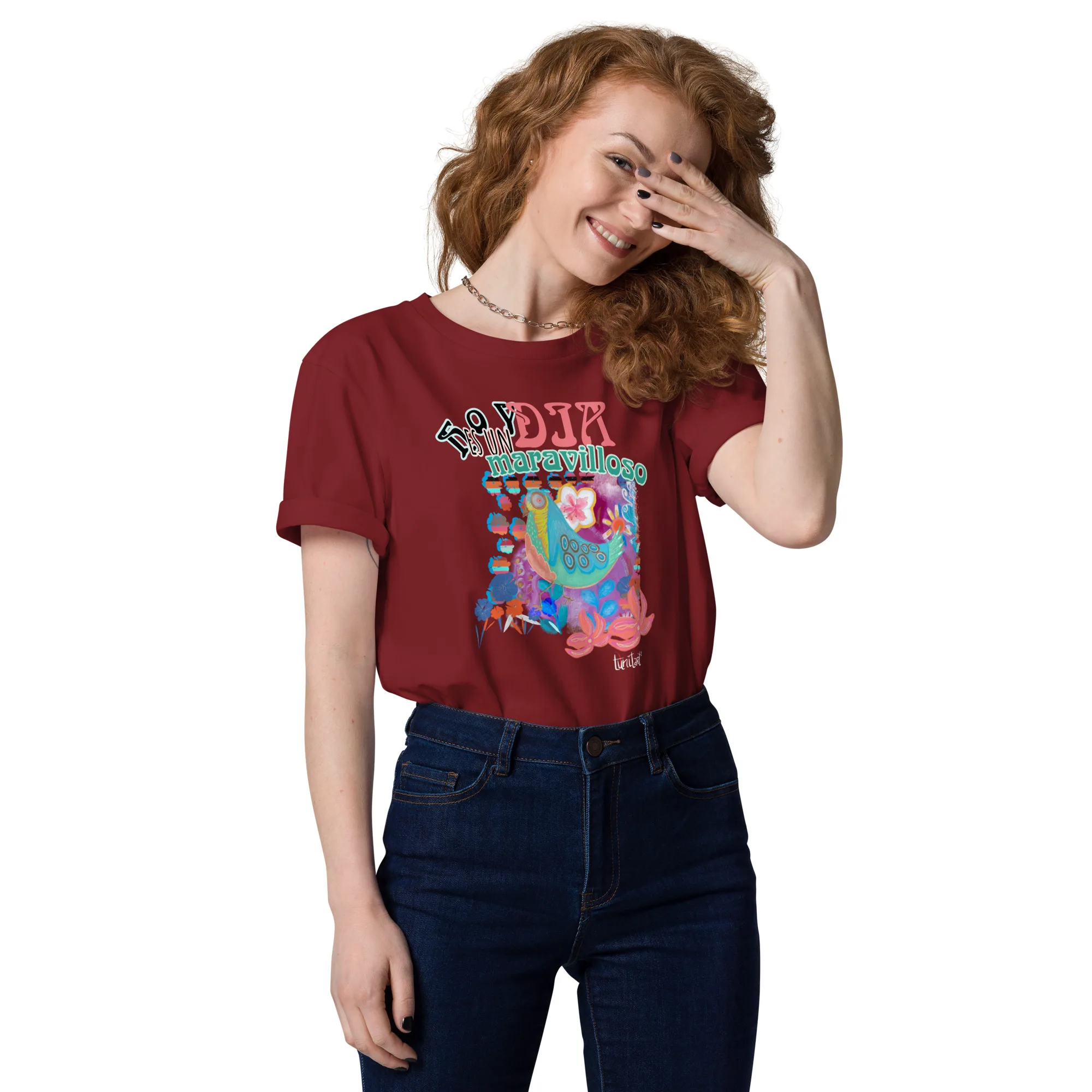 Camiseta de algodón orgánico unisex Día maravilloso - Imagen 8